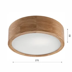 Envostar Caspian plafón, Ø 27 cm, IP54, roble