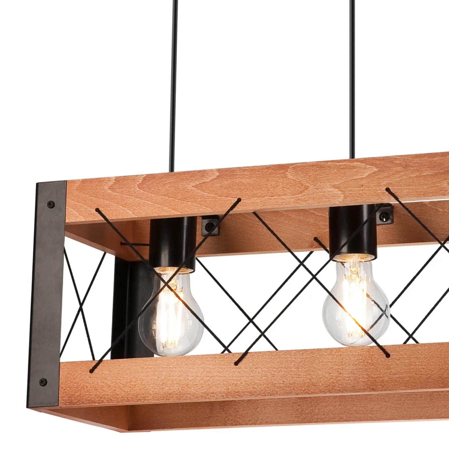 Envostar Lee lámpara colgante madera/negro 3 luces