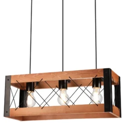 Envostar Lee lámpara colgante madera/negro 3 luces