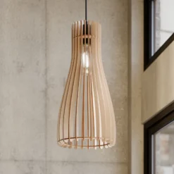 Envostar Lámpara colgante Furn, contrachapado de abedul, 1 luz
