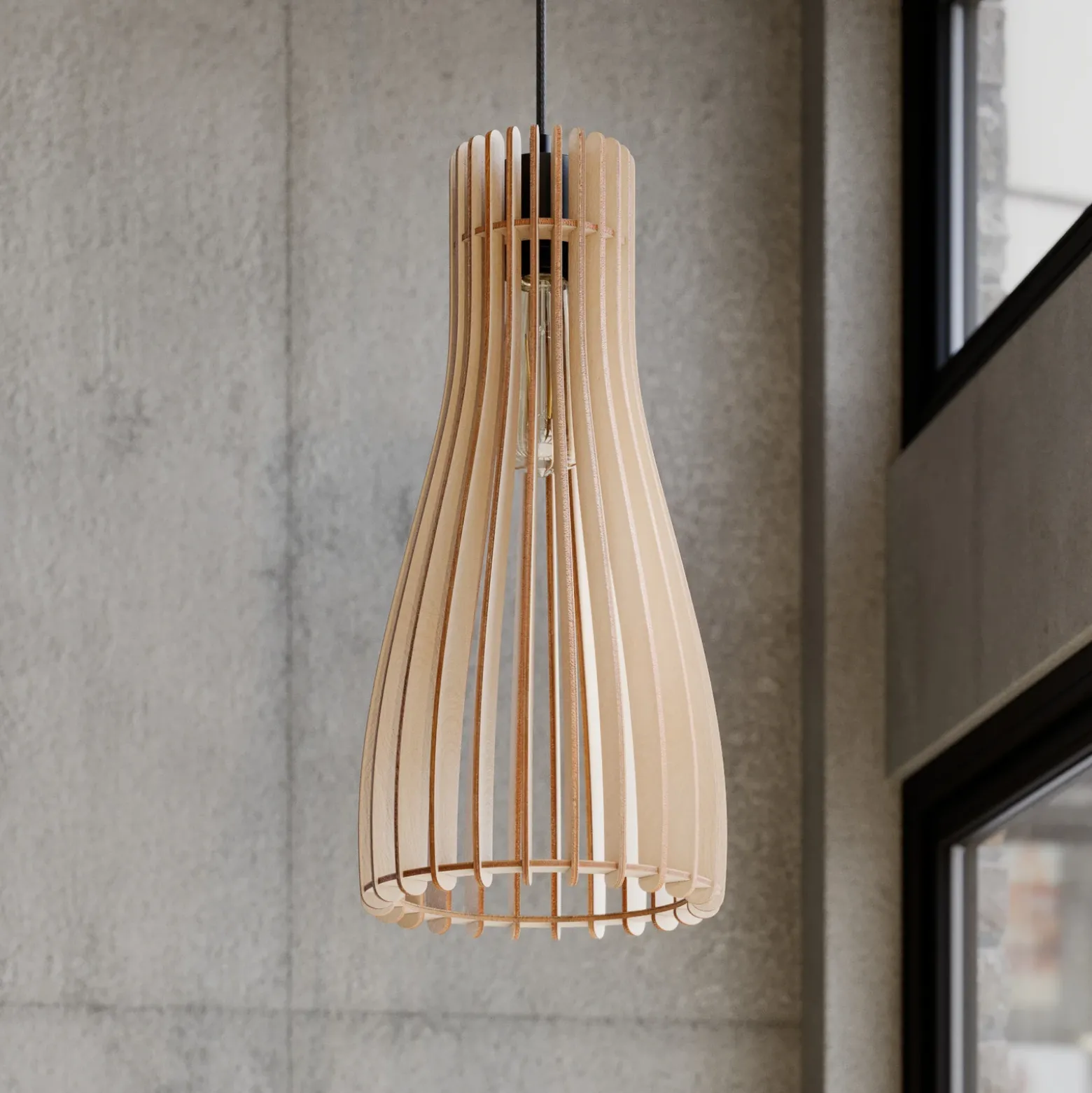 Envostar Lámpara colgante Furn, contrachapado de abedul, 1 luz