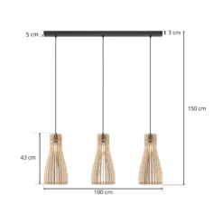 Envostar Lámpara colgante Furn, contrachapado de abedul, 3 luces