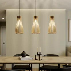 Envostar Lámpara colgante Furn, contrachapado de abedul, 3 luces