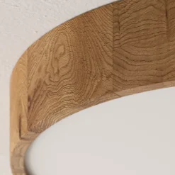 Envostar plafón Kerio, Ø 47 cm, madera de roble natural