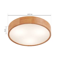 Envostar plafón Kerio, Ø 47 cm, madera de roble natural