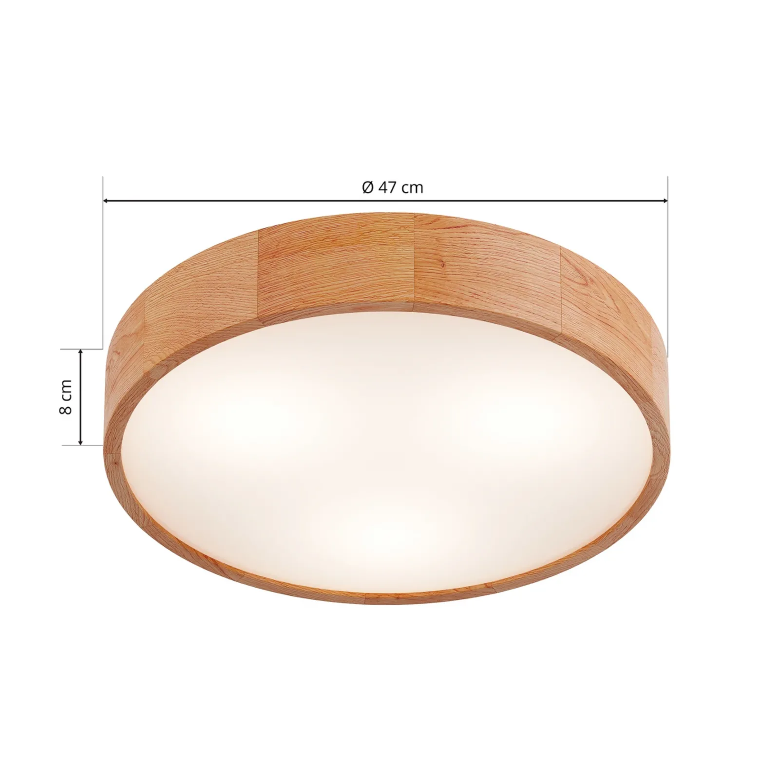 Envostar plafón Kerio, Ø 47 cm, madera de roble natural