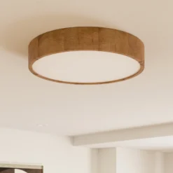 Envostar plafón Kerio, Ø 47 cm, madera de roble natural
