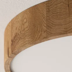 Envostar plafón Kerio, Ø 47 cm, madera de roble natural