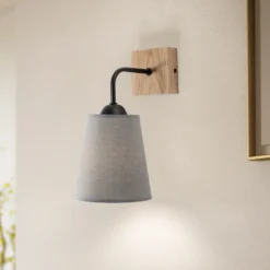 Envostar Risco aplique de pared 1 luz pantalla tela gris