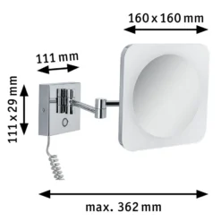 Espejo cosmético LED Paulmann Jora, IP44 con interruptor, plateado