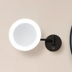 Espejo de cortesía Lucande LED Fyria, negro, acero, CCT