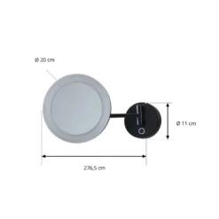 Espejo de cortesía Lucande LED Fyria, negro, acero, CCT