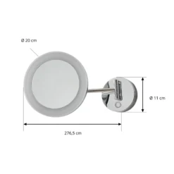 Espejo de cortesía Lucande LED Fyria, cromo, acero, CCT