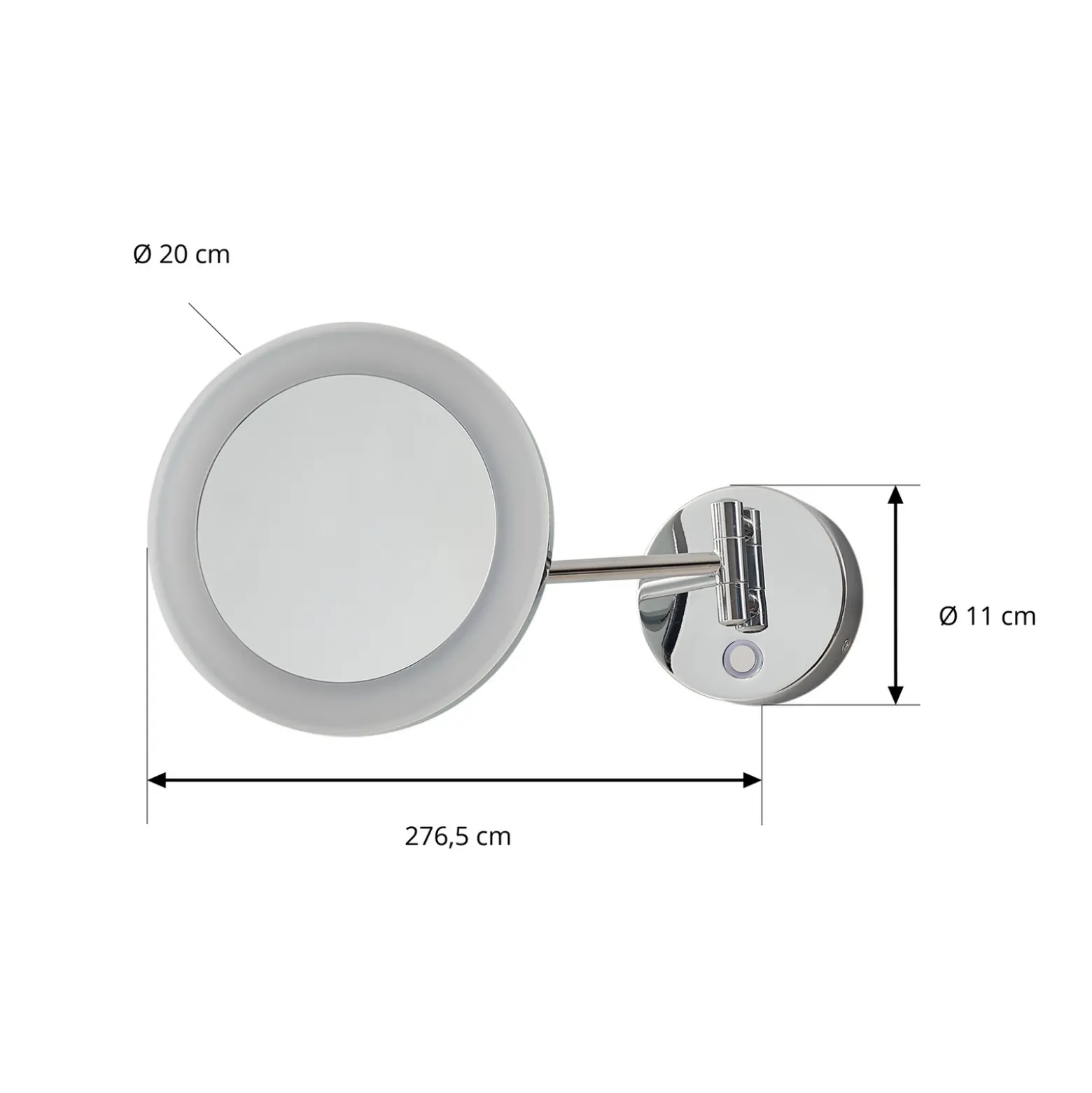 Espejo de cortesía Lucande LED Fyria, cromo, acero, CCT