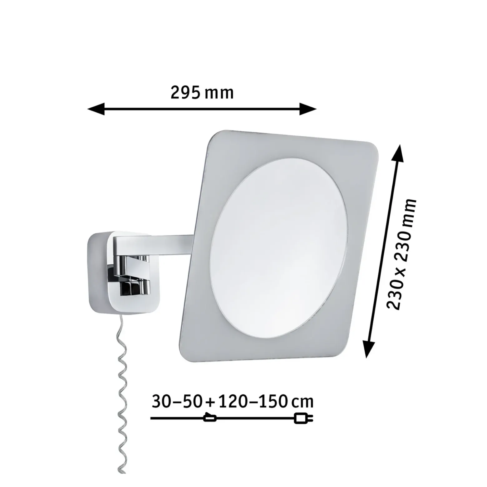 Espejo de pared LED Paulmann Bela, cromado, IP44, enchufe