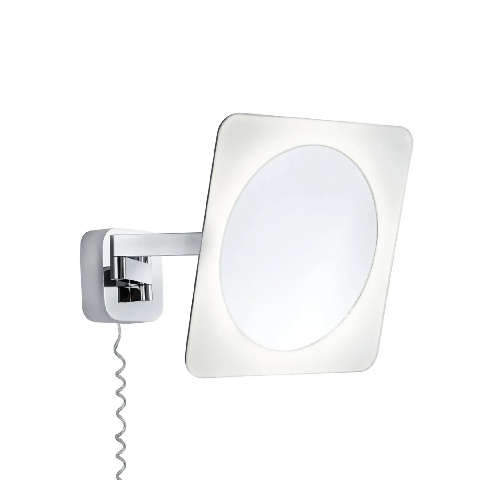 Espejo de pared LED Paulmann Bela, cromado, IP44, enchufe