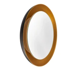 Espejo LED Bega Studio Line negro-latón, Ø 50 cm