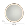 Espejo LED de pared VIDRO, bronce, Ø 46 cm, batería externa, interruptor