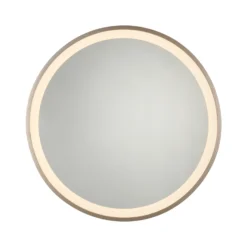 Espejo LED de pared VIDRO, bronce, Ø 46 cm, batería externa, interruptor