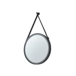 Espejo LED Lucande Lelin, Ø 45 cm, negro, aluminio, CCT