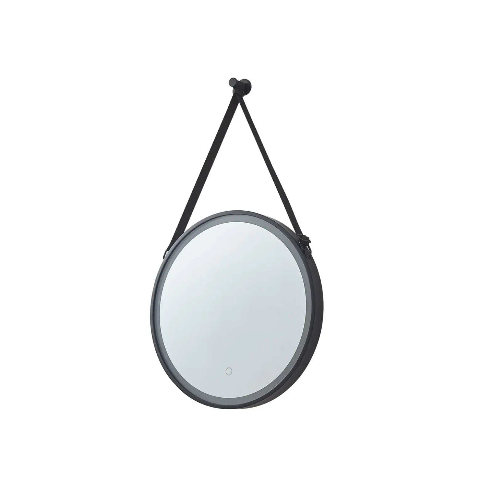 Espejo LED Lucande Lelin, Ø 45 cm, negro, aluminio, CCT