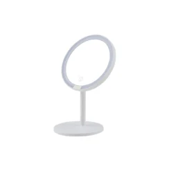 Espejo Lindby LED recargable Renki, blanco, plástico, atenuable