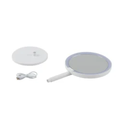 Espejo Lindby LED recargable Renki, blanco, plástico, atenuable