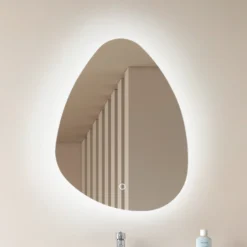 Espejo Lucande LED Celestiel, en forma de gota, CCT, 60 cm