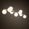 Estera lámpara colgante, cristal opalino, madera, 9 luces