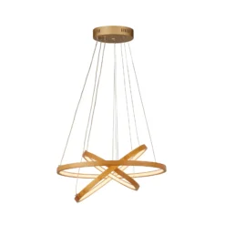 Eternity Lámpara colgante LED, color dorado, bambú, Ø 50 cm
