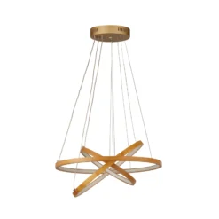 Eternity Lámpara colgante LED, color dorado, bambú, Ø 50 cm