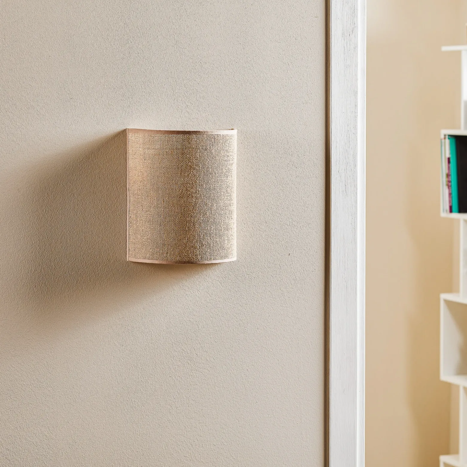 Euluna aplique de pared de yute, marrón, textil, 24 cm de altura, E27