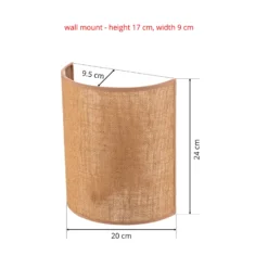 Euluna aplique de pared de yute, marrón, textil, 24 cm de altura, E27