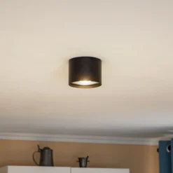 Euluna downlight de techo Chloe, negro, Ø 11,5 cm acero rígido