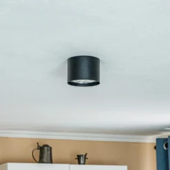 Euluna downlight de techo Chloe, negro, Ø 11,5 cm acero rígido