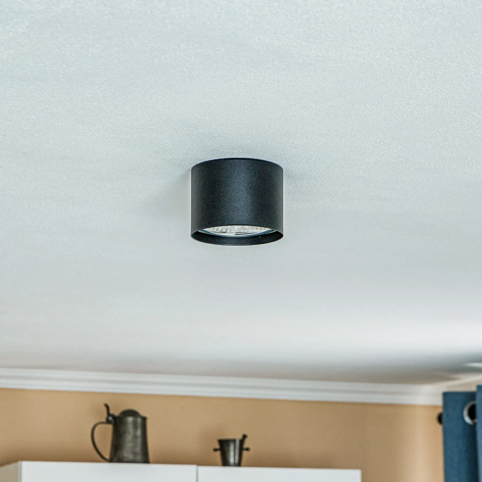 Euluna downlight de techo Chloe, negro, Ø 11,5 cm acero rígido