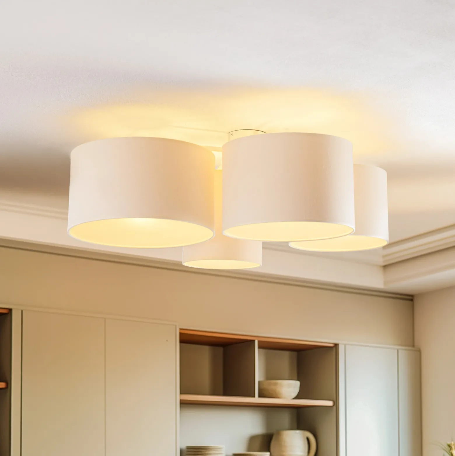 Euluna Lodge plafón, 4 luces, beige