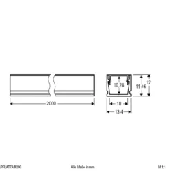 EVN APFLAT7 perfil aluminio 200cm, en U, aluminio