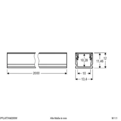 EVN APFLAT7 perfil aluminio 200cm, en U, blanco