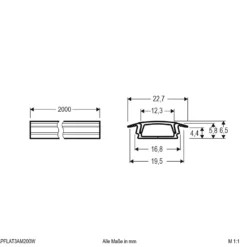 EVN APFLAT3, perfil aluminio en T, 200cm, blanco