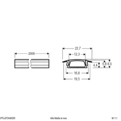EVN APFLAT3, perfil aluminio, T, 200cm, redondeado