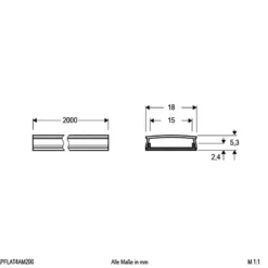 EVN APFLAT4, perfil aluminio, U, 200cm, flexible