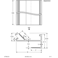 EVN APTBH perfil orientado al techo 100cm aluminio