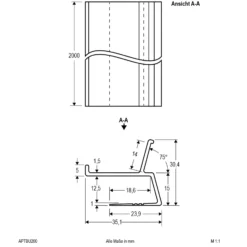 EVN APTBU perfil orientado a pared 200cm aluminio