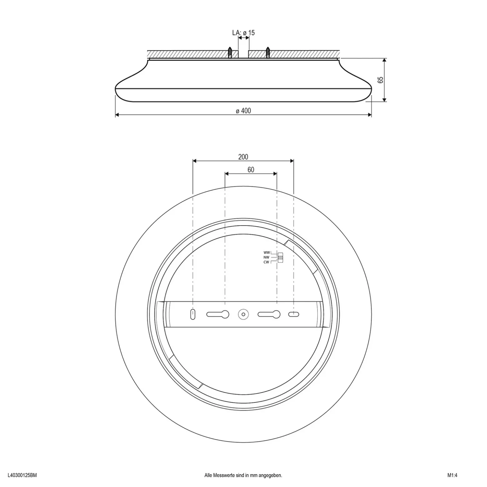 EVN Catino lámpara de techo LED con sensor, 40 cm