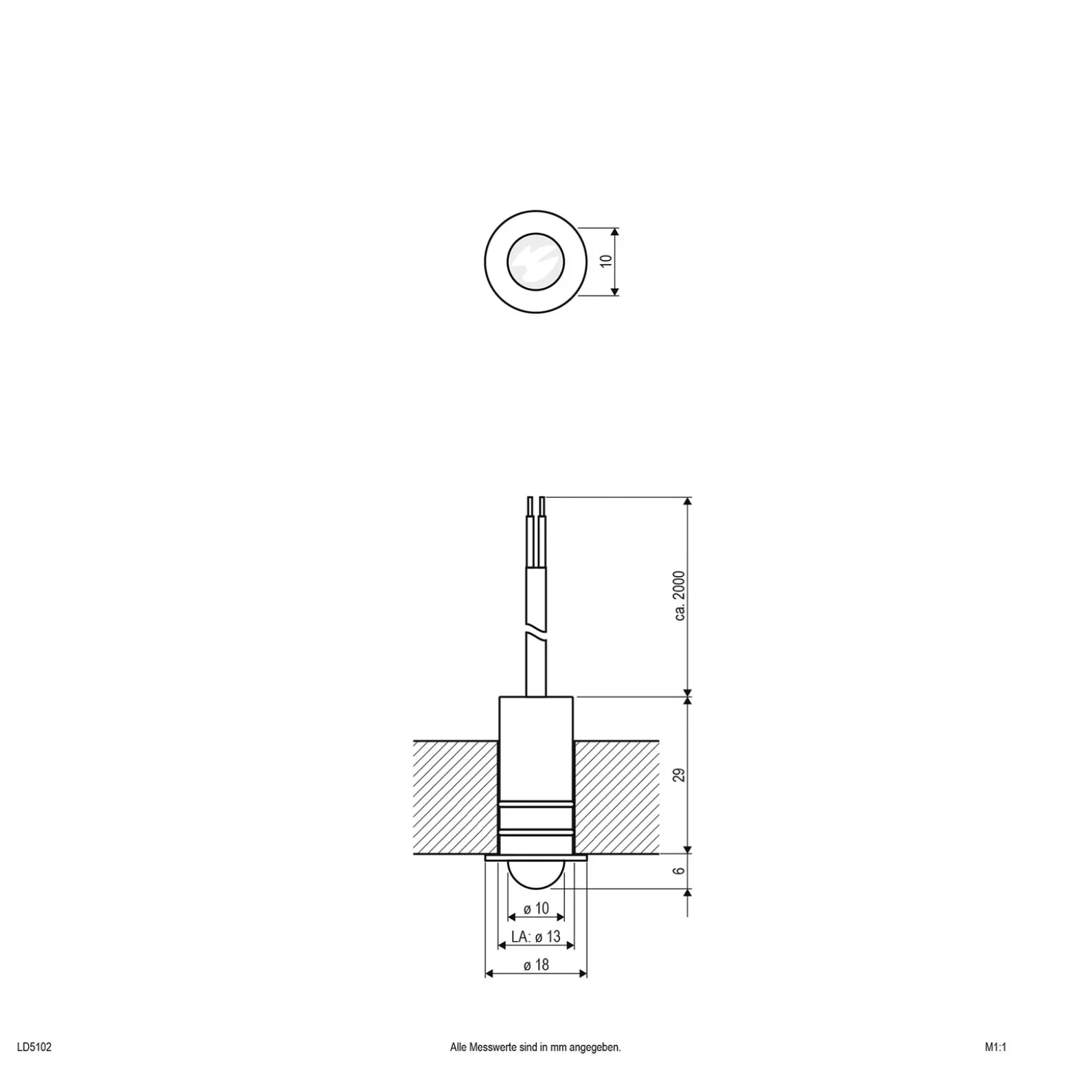 EVN LD5102 empotrada 12V IP68 0,3W 830, lente
