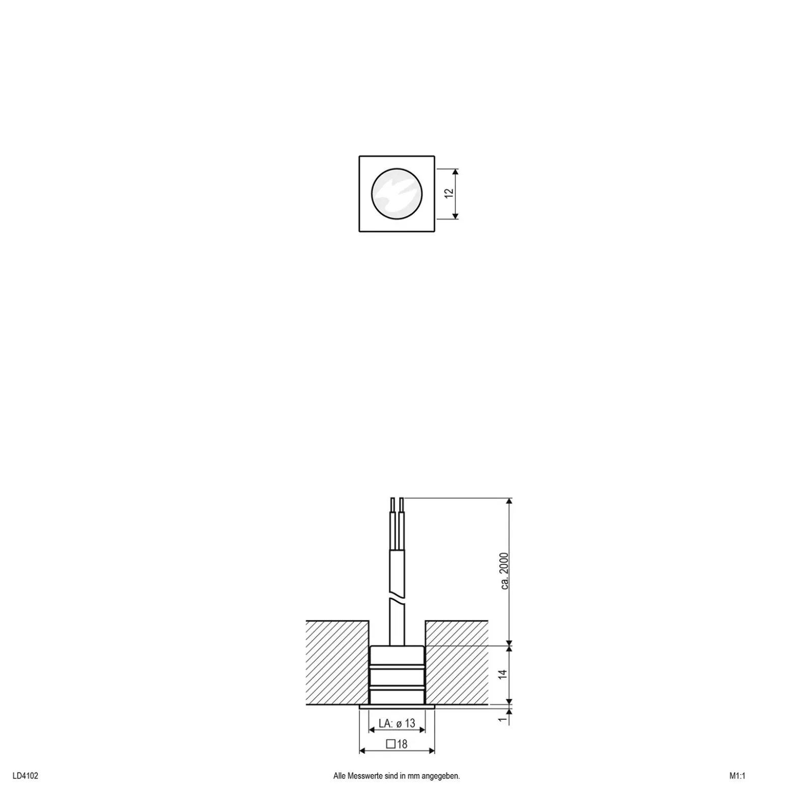 EVN LD4102 empotrada 12V IP68 1,8x1,8cm 0,2W 830
