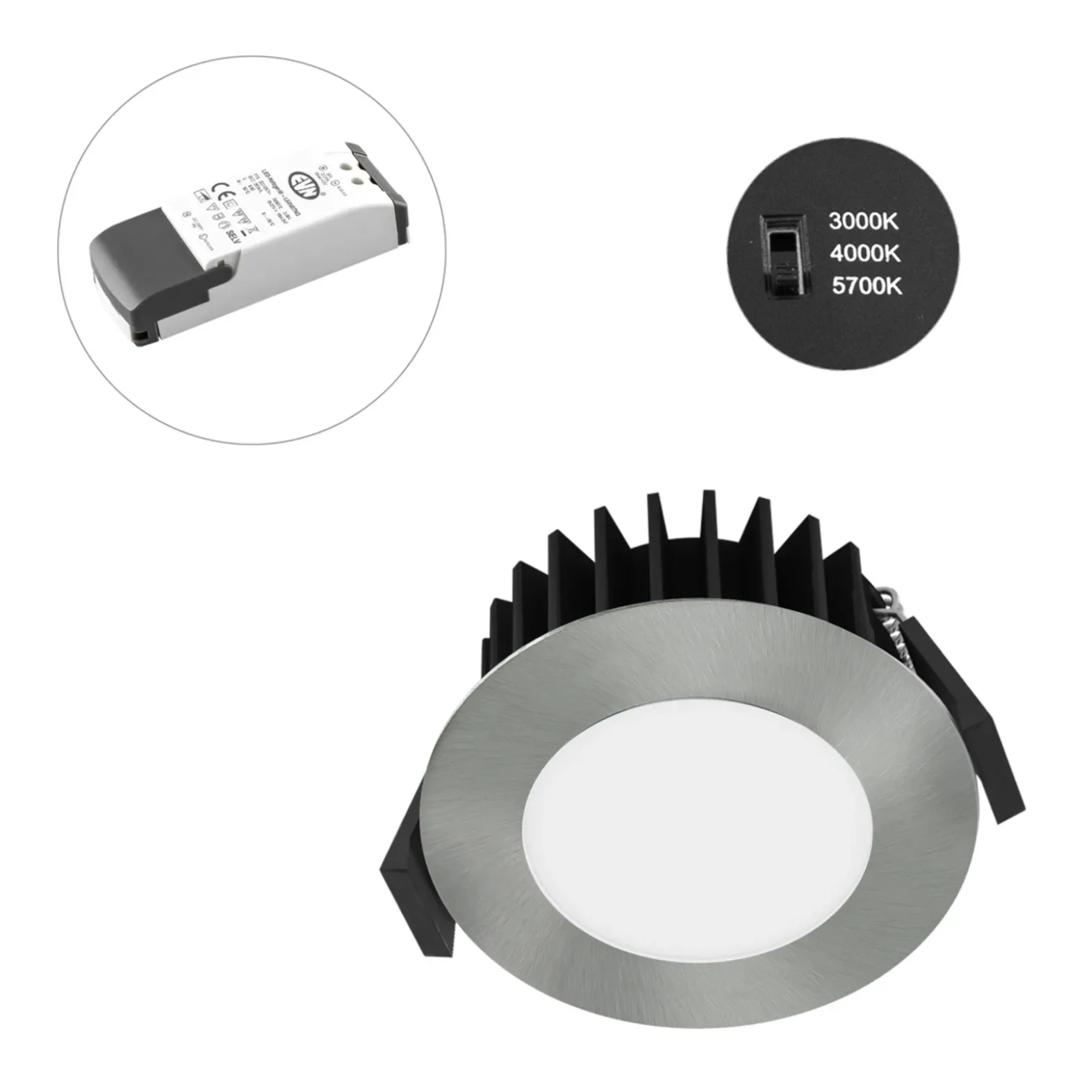 EVN Solido68 plafón LED empotrado 7W cromo