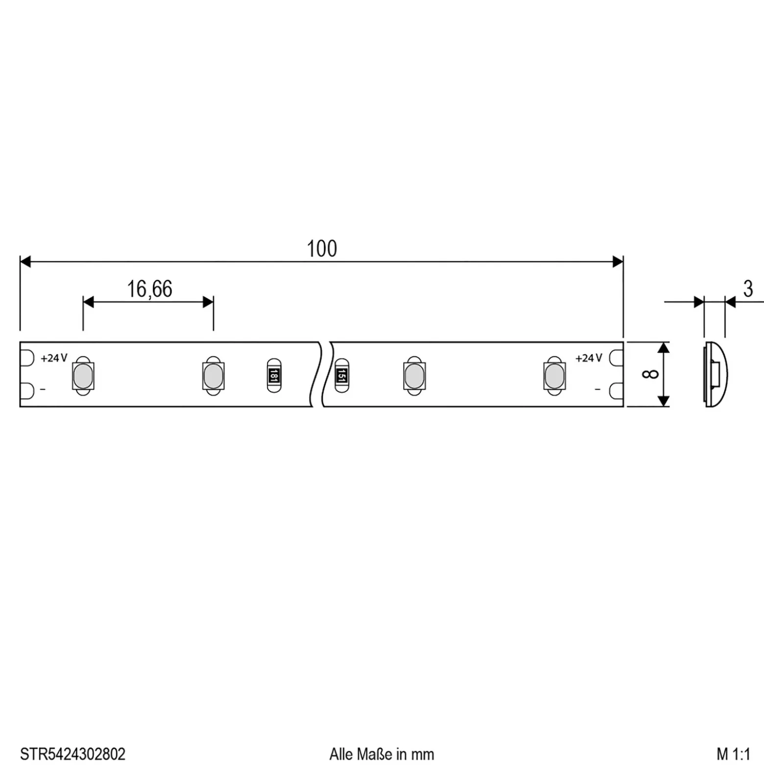 EVN STR5424 Tira LED IP54 5m 24W 3.000K