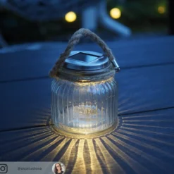 Farol de mesa LED solar Jar de cristal